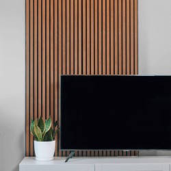Panou riflaj din lemn de stejar Artemis 250x48 cm suport plută albă-2