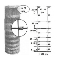Plasă gard înnodată Rayna 1,6 mm, 1x50 m - 11 sârme orizontale-1