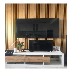 Panou riflaj din lemn de stejar Artemis 250x48 cm suport plută albă-3