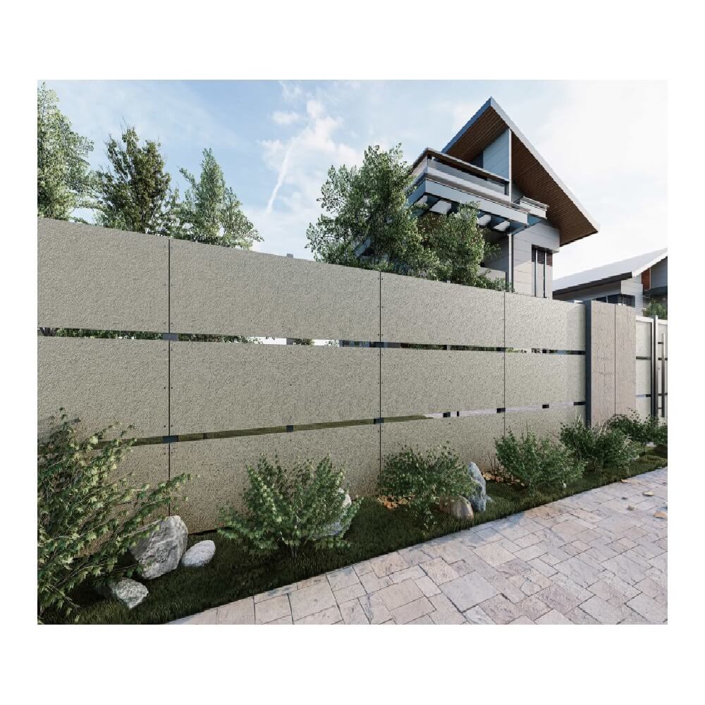 Panou gard din plăci fibrociment Veles Modern, 2,5x2,5 m, travertin, cu stâlpi
