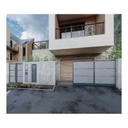 Panou gard din plăci fibrociment Veles Industrial, 1,3x2,5 m, gri deschis, cu stâlpi-4