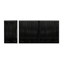 Set porți din șipcă metalică Ronin Negru 1,7 m Șipcă metalică Fără vârf Auto + Pietonal