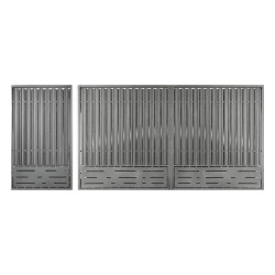 Set porți din șipcă metalică Ronin Gri 1,7 m Șipcă metalică Fără vârf Auto + Pietonal