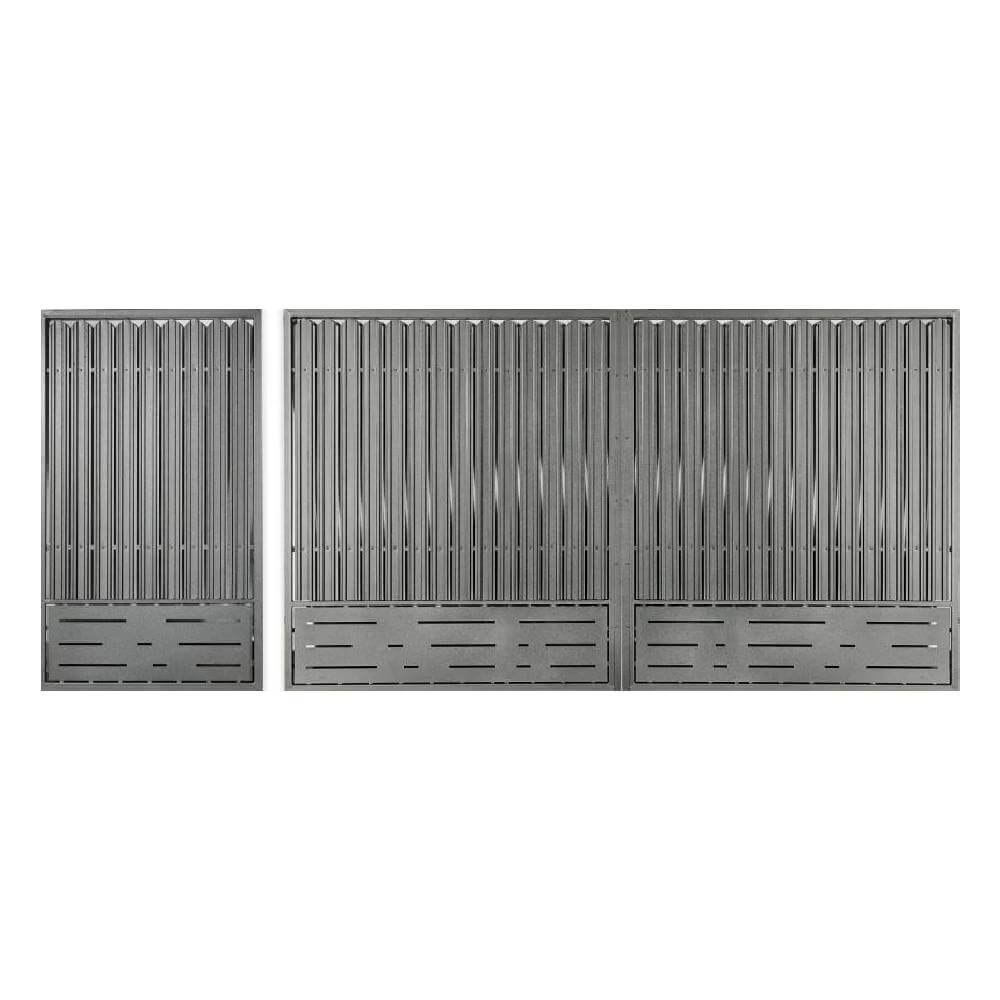 Set porți din șipcă metalică Ronin gri