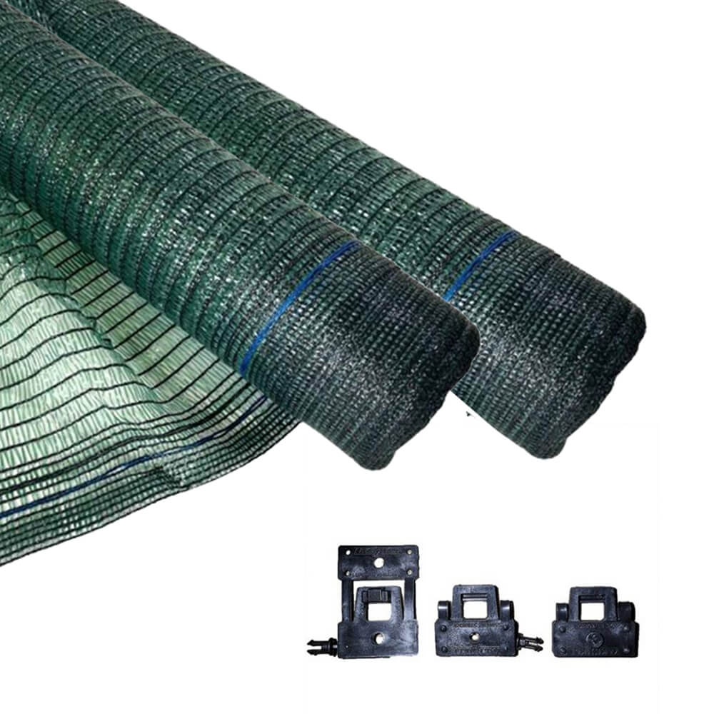 Set plasă de umbrire 40% 2x50 m tratată UV + 10 cleme de prindere