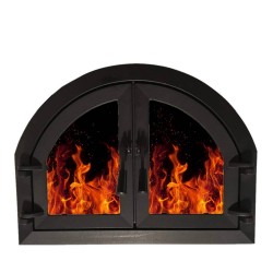 Ușă cuptor grădină barbeque din fontă Taisa cu geam 57x44 cm-1