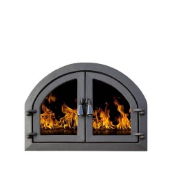 Ușă cuptor grădină barbeque din fontă Taisa cu geam 57x44 cm-2