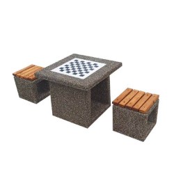 Set masă de șah din beton cu două scaune Lapis-1
