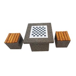 Set masă de șah din beton cu două scaune Lapis-2