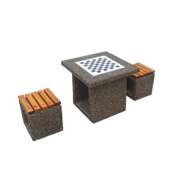 Set masă de șah din beton cu două scaune Lapis-3