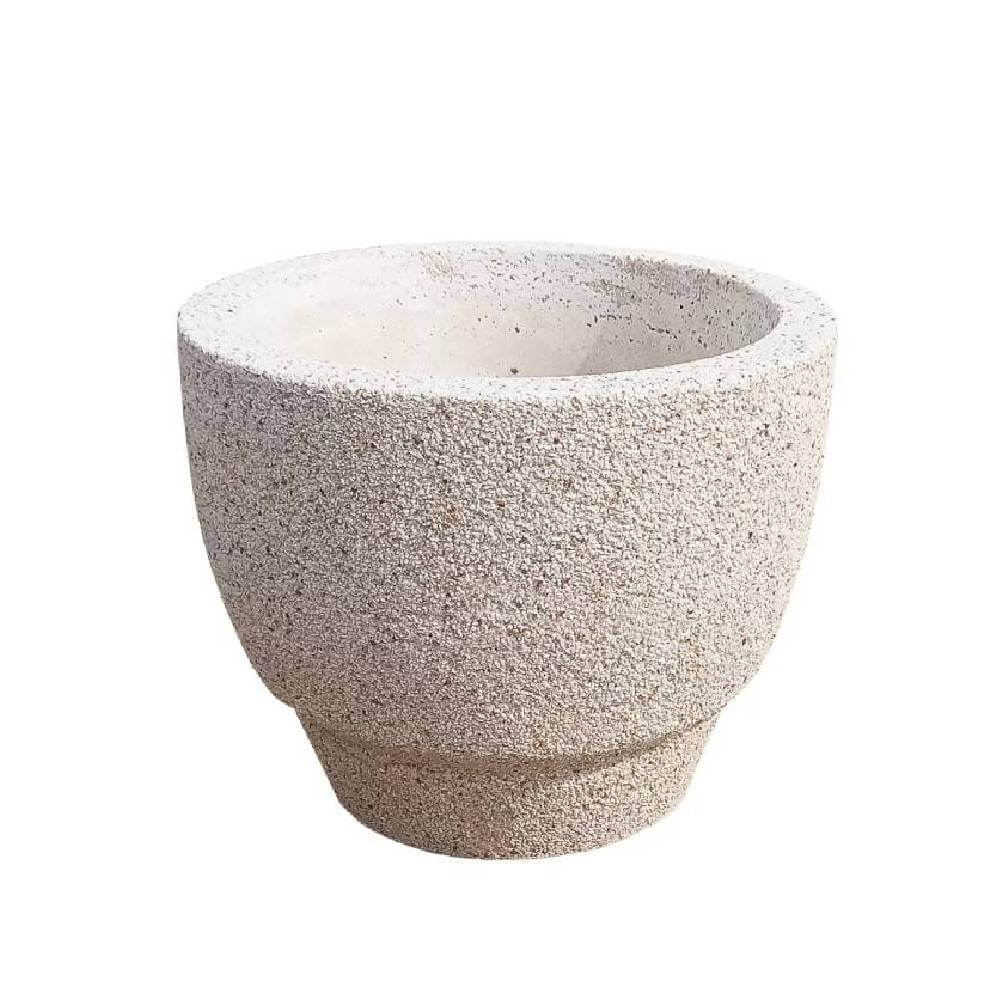 Ghiveci flori exterior din marmură albă Lapis, conic, 55 cm