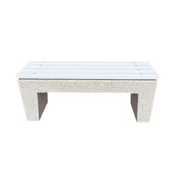 Bancă din marmură albă cu șezut din lemn de stejar Lapis 1,2 m-2