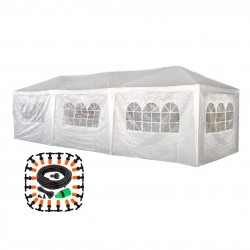 Cort de grădină Edmundo  3 x 9 m Alb Party 20 - 30 Oțel Nu 2,66 m Da