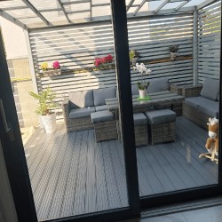 Pardoseală exterioară WPC pentru uz casnic 14 x 2,1 x 240 cm, Periat o față, Gri-4