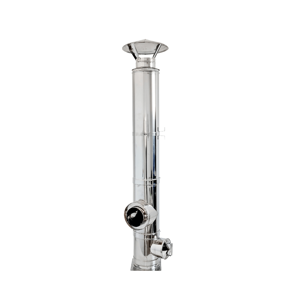 Coș de fum din inox Aden 6 m x 200 mm, așezat pe sol