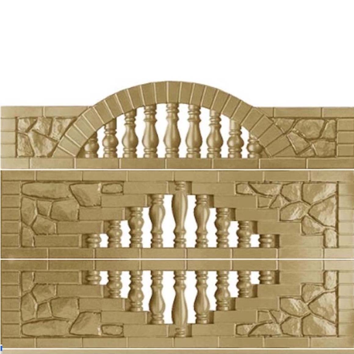 Gard beton Leopold 2 stâlpi cu model piatră 2,1 m