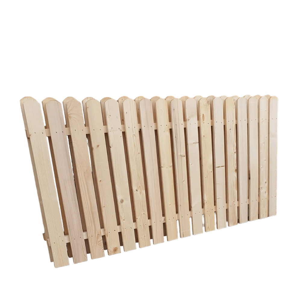Panou gard lemn rindeluit, nevopsit, cu vârf semirotund – 17 uluci, 2x2 m