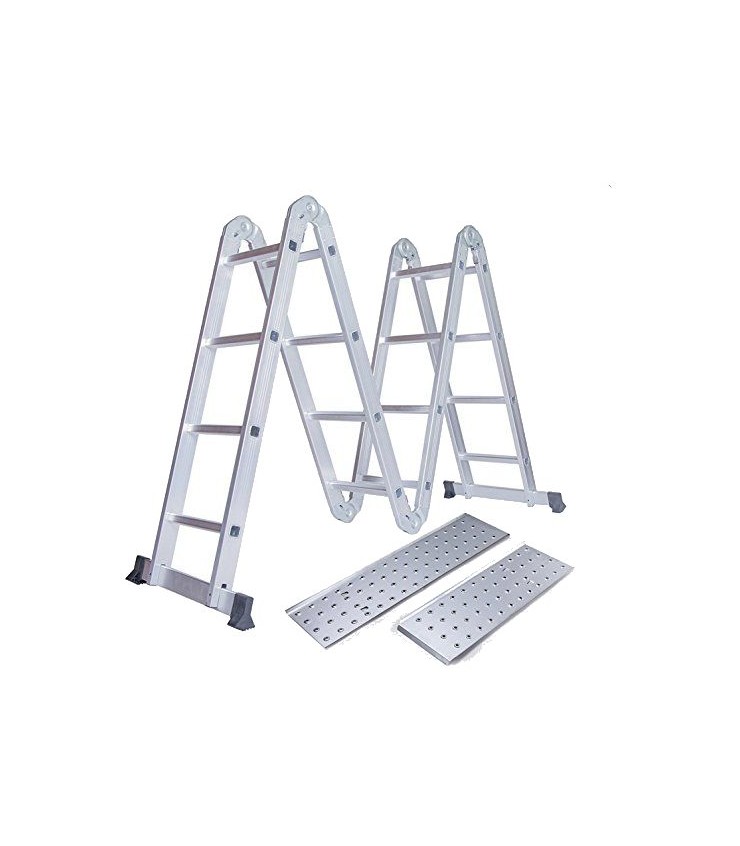 Scară aluminiu multifuncțională cu platformă Dennis, 4x4 trepte, 4,6 m