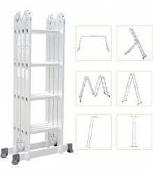 Scară aluminiu multifuncțională cu platformă Dennis, 4x4 trepte, 4,6 m-4
