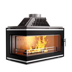 Focar șemineu Kawmet - Rubber din fontă 13,5 kW cu sticlă laterală stânga-2