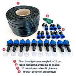 Kit irigare Standard prin picurare Cortis©, 100 m-2