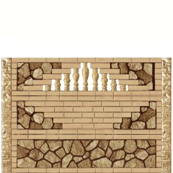 Gard beton Napoleon 6 stâlpi cu model piatră 1,6 m-2