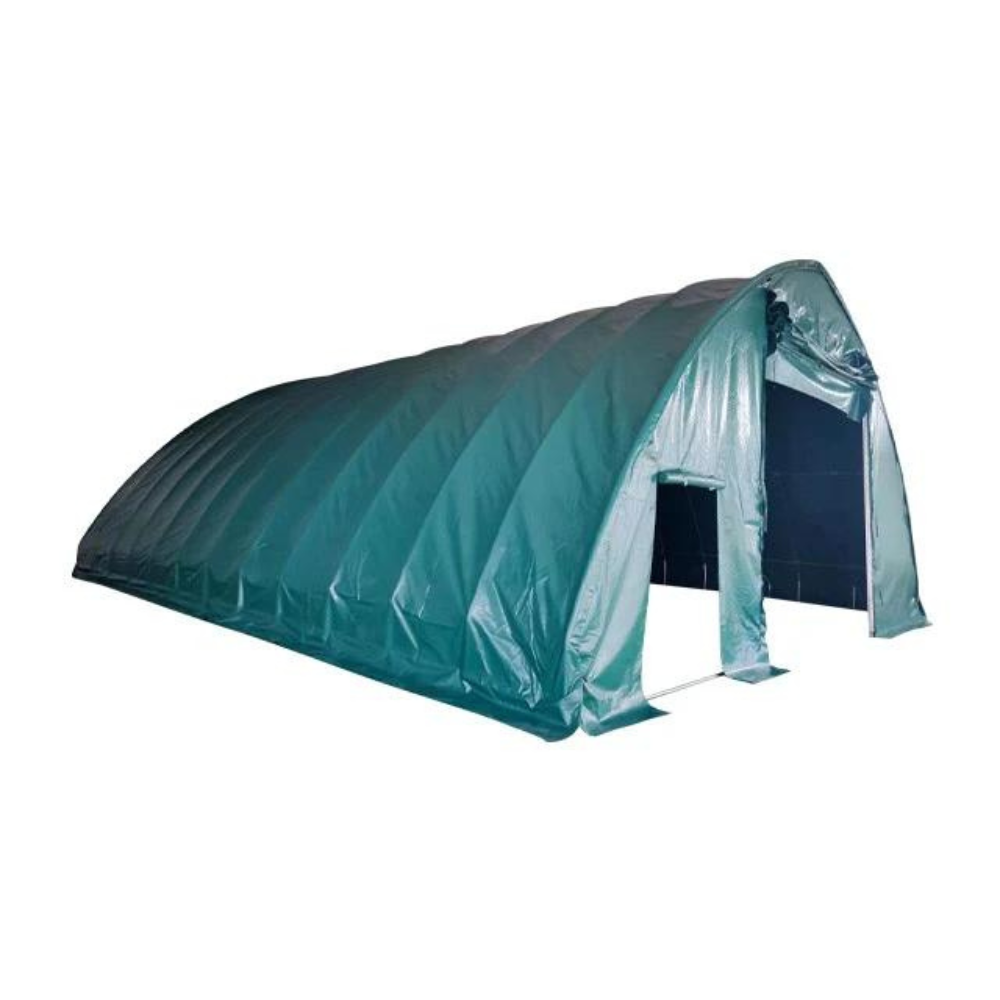 Cort semirotund profesional industrial tip hală 9,15x20 m, diametru țevi 40x70 mm, verde