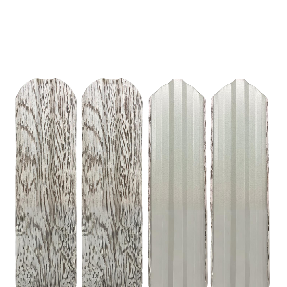 Șipcă metalică gard Lucius 0,4 mm x 11,5 cm stejar alb multi-gloss + Șuruburi gratuite