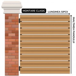 Șipcă metalică orizontală gard Lucius 0,5 mm x 11,5 cm Maro închis structurat (RAL 8019)-8