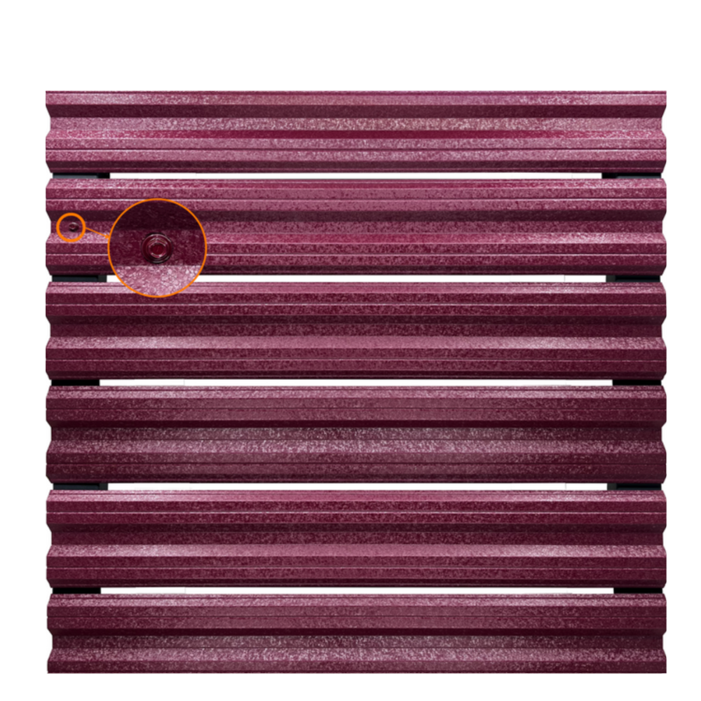 Șipcă metalică orizontală gard Lucius 0,5 mm x 11,5 cm Vișiniu mat structurat (RAL 3005)