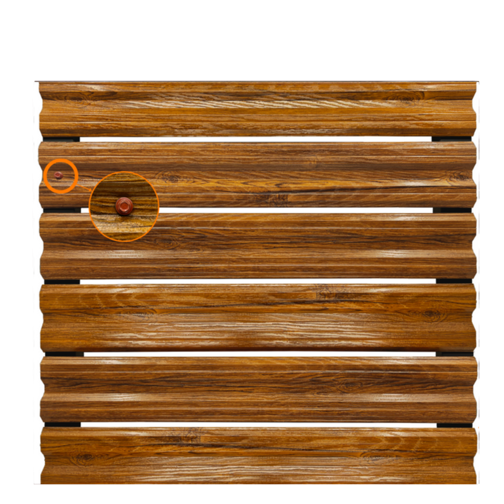 Șipcă metalică orizontală gard Lucius 0,4 mm x 11,5 cm Stejar multi-gloss
