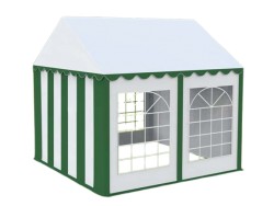 Cort expozițional evenimente alb - verde Delta 3x4 m cu structură metalică 38 mm, prelată UV 500 g / mp-1