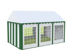 Cort expozițional evenimente alb-verde Delta 3x6 m cu structură metalică 38 mm, prelată UV 500 g / mp-1