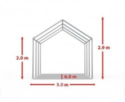 Cort expozițional evenimente alb-roșu Delta 3x6 m cu structură metalică 38 mm, prelată UV 500 g / mp-6