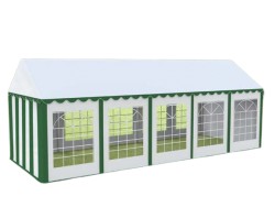 Cort evenimente alb-verde Delta 4x10 m cu structură metalică 38 mm, prelată UV 500 g / mp-1