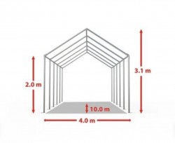 Cort evenimente alb-verde Delta 4x10 m cu structură metalică 38 mm, prelată UV 500 g / mp-5