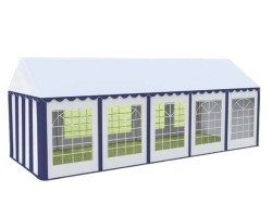 Cort evenimente alb-albstru Delta 4x10 m cu structură metalică 38 mm, prelată UV 500 g / mp-1