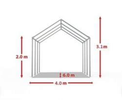 Cort evenimente alb-roșu Delta 4x6 m cu structură metalică 38 mm, prelată UV 500 g / mp-5