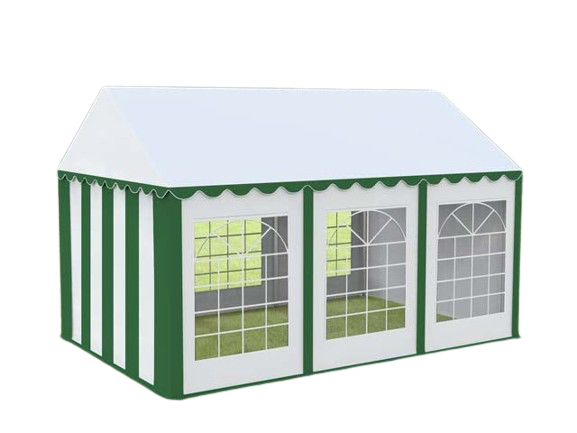 Cort evenimente alb-verde Delta 4x6 m cu structură metalică 38 mm, prelată UV 500 g / mp