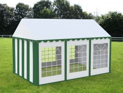 Cort evenimente alb-verde Delta 4x6 m cu structură metalică 38 mm, prelată UV 500 g / mp-2