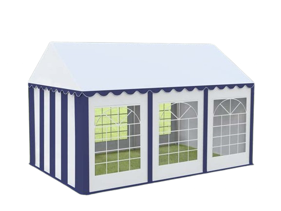 Cort evenimente alb-verde Delta 4x6 m cu structură metalică 38 mm, prelată UV 500 g / mp