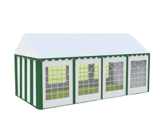 Cort evenimente alb-verde Delta 4x8 m cu structură metalică 38 mm, prelată UV 500 g / mp