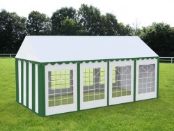 Cort evenimente alb-verde Delta 4x8 m cu structură metalică 38 mm, prelată UV 500 g / mp-2