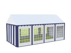 Cort evenimente alb-albastru Delta 4x8 m cu structură metalică 38 mm, prelată UV 500 g / mp-1