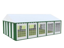 Cort evenimente alb-verde Delta 5x10 m cu structură metalică 38 mm, prelată UV 500 g / mp-1