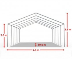 Cort evenimente alb-verde Delta 5x10 m cu structură metalică 38 mm, prelată UV 500 g / mp-8
