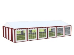 Cort evenimente alb-roșu Delta 6x12 m cu structură metalică 38 mm, prelată UV 500 g / mp-1
