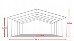 Cort evenimente alb-roșu Delta 6x12 m cu structură metalică 38 mm, prelată UV 500 g / mp-5