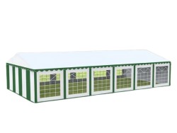 Cort evenimente alb-verde Delta 6x12 m cu structură metalică 38 mm, prelată UV 500 g / mp-1