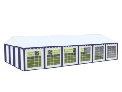 Cort evenimente alb-verde Delta 6x12 m cu structură metalică 38 mm, prelată UV 500 g / mp-1